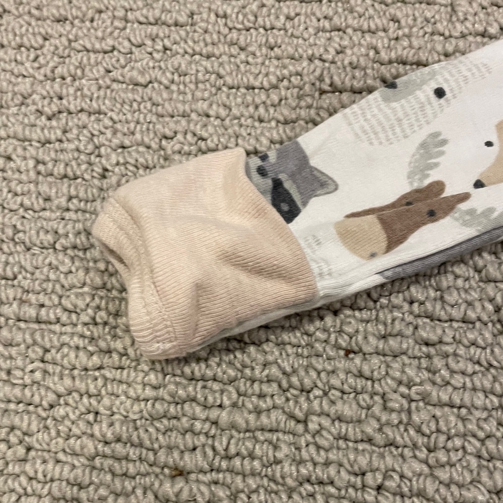 Cloud Island Animal Print newborn-3M size Footie in Cream & Tan - Picture 6 of 7
